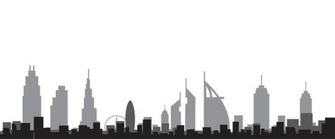 silueta del horizonte de la ciudad de Dubai. ilustración vectorial vector