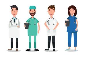 conjunto de personajes médicos. Ilustración de vector de equipo médico