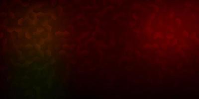 Dark green, red vector backdrop with a batch of hexagons.