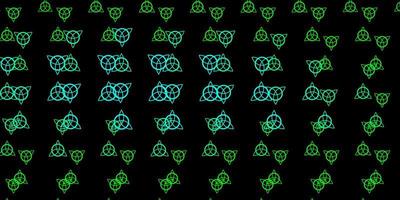 plantilla de vector verde oscuro con signos esotéricos.