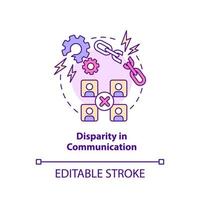 Disparity in communication concept icon. Disadvantage of online collaboration abstract idea thin line illustration. Isolated outline drawing. Editable stroke. vector