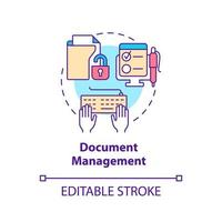 Document management concept icon. Open access to files. Feature of online workplace abstract idea thin line illustration. Isolated outline drawing. Editable stroke. vector