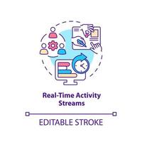 Real time activity streams concept icon. Feature of online workplace abstract idea thin line illustration. Isolated outline drawing. Editable stroke. vector