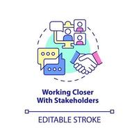 Working closer with stakeholders concept icon. Advantage of online collaboration abstract idea thin line illustration. Isolated outline drawing. Editable stroke. vector