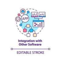 Integration with other software concept icon. Feature of online workplace abstract idea thin line illustration. Isolated outline drawing. Editable stroke. vector