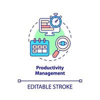 Productivity management concept icon. Workflow control. Tool for online workplace abstract idea thin line illustration. Isolated outline drawing. Editable stroke. vector