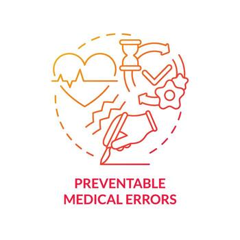 Preventable medical errors red gradient concept icon. Major healthcare problem abstract idea thin line illustration. Insurance costs. Isolated outline drawing. vector