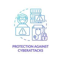 protección contra ciberataques icono de concepto de gradiente azul. defender los registros electrónicos de salud idea abstracta ilustración de línea delgada. dibujo de contorno aislado. vector