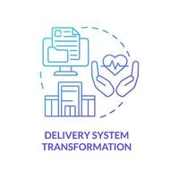 Delivery system transformation blue gradient concept icon. Healthcare problem abstract idea thin line illustration. Future of medicine. Isolated outline drawing. vector