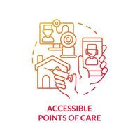 Accessible points of care red gradient concept icon. Healthcare question abstract idea thin line illustration. Telehealth. Home health. Isolated outline drawing. vector