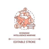 Economic intelligence warfare red concept icon. Subarea of information warfare abstract idea thin line illustration. Isolated outline drawing. Editable stroke. vector