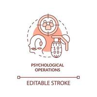 Psychological operations red concept icon. Influence opinion. Information operations abstract idea thin line illustration. Isolated outline drawing. Editable stroke. vector