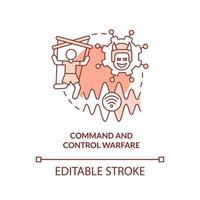 Command and control warfare red concept icon. Subarea of information warfare abstract idea thin line illustration. Isolated outline drawing. Editable stroke. vector