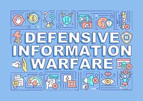 Defensive information warfare word concepts blue banner. Intelligence security. Infographics with icons on color background. Isolated typography. Vector illustration with text.