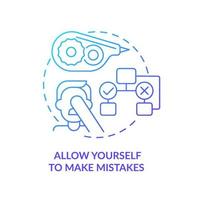 Allow yourself to make mistakes blue gradient concept icon. Self-care strategy abstract idea thin line illustration. Fear of failure. Isolated outline drawing. vector