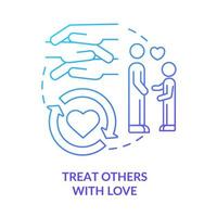 Treat others with love blue gradient concept icon. Self care daily activity abstract idea thin line illustration. Practicing empathy. Isolated outline drawing. vector