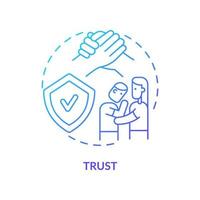 Trust blue gradient concept icon. Healthy relationships essential abstract idea thin line illustration. Avoiding judgments. Show empathy. Isolated outline drawing. vector