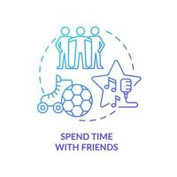 Spend time with friends blue gradient concept icon. Building healthy relationships abstract idea thin line illustration. Mutual respect. Isolated outline drawing. vector