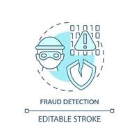 Fraud detection turquoise concept icon. Fraudulent activity. Use of machine learning abstract idea thin line illustration. Isolated outline drawing. Editable stroke. vector