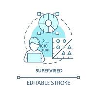 Supervised turquoise concept icon. Labeled dataset. Category of machine learning abstract idea thin line illustration. Isolated outline drawing. Editable stroke. vector