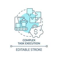 Complex task execution turquoise concept icon. Artificial intelligence advantage abstract idea thin line illustration. Isolated outline drawing. Editable stroke. vector