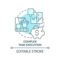 icono de concepto turquesa de ejecución de tareas complejas. inteligencia artificial ventaja idea abstracta ilustración de línea delgada. dibujo de contorno aislado. trazo editable. vector