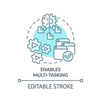 Enables multi tasking turquoise concept icon. Artificial intelligence advantage abstract idea thin line illustration. Isolated outline drawing. Editable stroke. vector