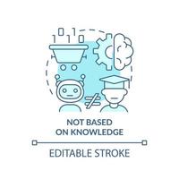 Not based on knowledge turquoise concept icon. Drawback of machine learning abstract idea thin line illustration. Isolated outline drawing. Editable stroke. vector