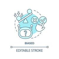 Biased turquoise concept icon. Decision making problem. Drawback of machine learning abstract idea thin line illustration. Isolated outline drawing. Editable stroke. vector