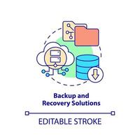 Backup and recovery solutions concept icon. Tool for online workplace abstract idea thin line illustration. Isolated outline drawing. Editable stroke. vector