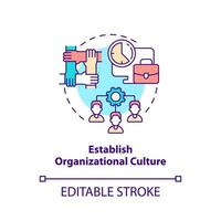 Establish organizational culture concept icon. Step to start virtual office abstract idea thin line illustration. Isolated outline drawing. Editable stroke.