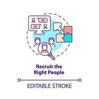 Recruit right people concept icon. Specialists hiring. Step to start virtual office abstract idea thin line illustration. Isolated outline drawing. Editable stroke. vector