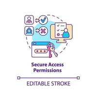 Secure access permissions concept icon. Feature of online workplace abstract idea thin line illustration. Isolated outline drawing. Editable stroke. vector