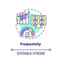 Productivity concept icon. Virtual office. Advantage of online collaboration abstract idea thin line illustration. Isolated outline drawing. Editable stroke. vector