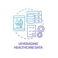 aprovechando el icono de concepto de gradiente azul de datos sanitarios. desafío que enfrentan los trabajadores del hospital idea abstracta ilustración de línea delgada. datos digitales de salud. dibujo de contorno aislado. vector