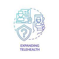 Expanding telehealth blue gradient concept icon. Healthcare system challenge abstract idea thin line illustration. Improve health equity. Isolated outline drawing. vector