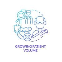 Growing patient volume blue gradient concept icon. Challenge for healthcare professionals abstract idea thin line illustration. Hospital expansions. Isolated outline drawing. vector