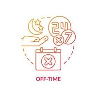 Off-time red gradient concept icon. Barrier to accessing primary care abstract idea thin line illustration. Long hours of work. Stressed doctors. Isolated outline drawing. vector