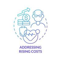 Addressing rising costs blue gradient concept icon. Healthcare difficulty abstract idea thin line illustration. Public health crisis. Isolated outline drawing. vector