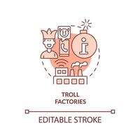 Troll factories red concept icon. Influence opinion. Information war over Internet abstract idea thin line illustration. Isolated outline drawing. Editable stroke. vector