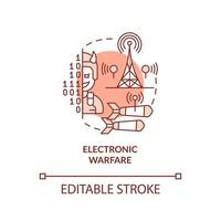 Electronic warfare red concept icon. Military actions. Subarea of information warfare abstract idea thin line illustration. Isolated outline drawing. Editable stroke. vector
