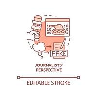 Journalists perspective red concept icon. Information war over Internet abstract idea thin line illustration. Isolated outline drawing. Editable stroke. vector