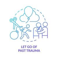 Let go of past trauma blue gradient concept icon. Self care daily activity abstract idea thin line illustration. Trauma survivor health. Isolated outline drawing. vector