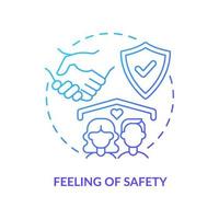 Feeling of safety blue gradient concept icon. Image of healthy relationships abstract idea thin line illustration. Emotional wellbeing. Isolated outline drawing. vector