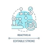 Reactive AI turquoise concept icon. Predictable scenario. Artificial intelligence abstract idea thin line illustration. Isolated outline drawing. Editable stroke. vector