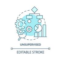 Unsupervised turquoise concept icon. Untagged data. Category of machine learning abstract idea thin line illustration. Isolated outline drawing. Editable stroke. vector