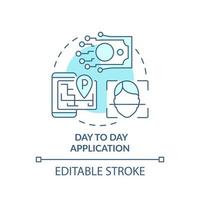 Day to day application turquoise concept icon. Artificial intelligence advantage abstract idea thin line illustration. Isolated outline drawing. Editable stroke. vector