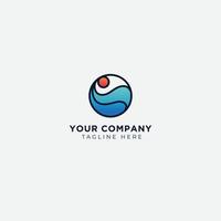 modern wave sea logo and sunrise vector