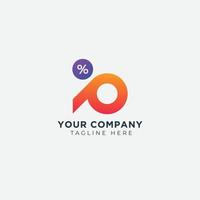 Letter p percentage logo design template vector