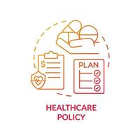 Healthcare policy red gradient concept icon. Medical management area of interest abstract idea thin line illustration. Health insurance. Isolated outline drawing. vector